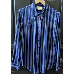 Maeve Anthropologie Shirt Blouse Top M Medium Breckenridge Blue Striped Avant